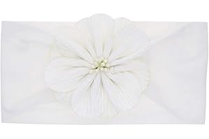 TinaDeer Baby Stirnband mit Blume Neugeborene Mädchen Stirnbänder Nylon Stretch Haarband Taufe Headwear Kopfband Haarbänder Kopftuch für 0-3 Jahre Kinder Kleinkinder Säuglinge (Weiß, 16x8.5cm)