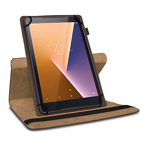 Vodafone Tab Prime 6 / 7 robuste Tablet-Schutz-Hülle aus hochwertigem Kunstleder Tasche mit Standfunktion 360° drehbar Universal-Cover-Case kombiniert Schutz und Design von UC-Express®, Farben:Braun - 3