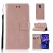 Produktbild 2× Flip Handy Schutzhülle für Huawei Mate20 lite, Stoßfest Weich PU Leder Damen Herren Karten Magnet Stand Halter Farbdruck Brieftasche Klappetui (Roségold+Grau)