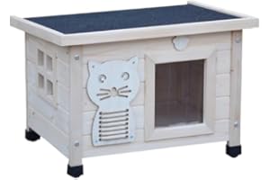 BB LOISIR Maison pour Chat Niche avec Toit Pliable pour Exterieur et Interieur 53x45x43cm Filix Natur