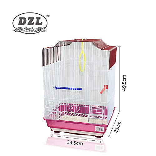 DZL Jaula para pajaros con comederos,Palos y Columpios (34.5X28X49.5CM) (Purpura)