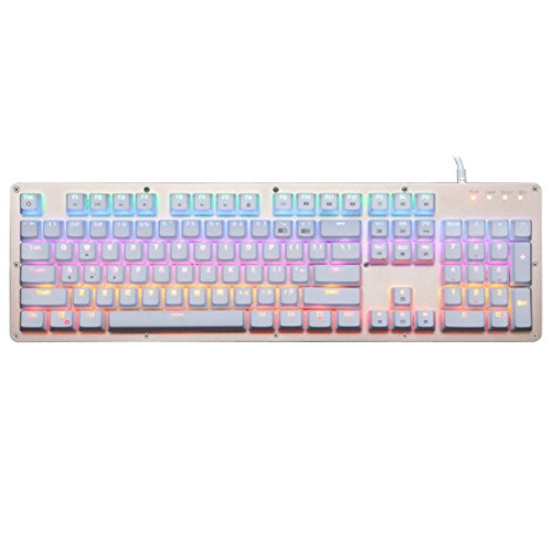 Preisvergleich Produktbild RCXOO Tastenmechanik-Tastaturhinterlicht LOL Der Schlüsselmetallachse Der Grünen Grünen Metalllicht-Lichtspiel-Tastatur Mit Zwei Farben,Gold-442 * 135 * 35mm