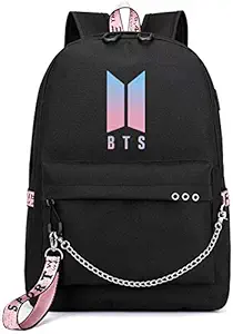 Ixport Kpop BTS Bangtan Unisex Casual Polyester Laptop School College Backpack with USB Charging Port (Multicolour)