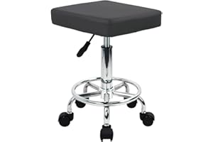 WKWKER Square Rolling Salon Sgabello girevole regolabile Beauty Sgabello Sedia per cucina Lab SPA Home Office Massaggio Sgabello (grigio)
