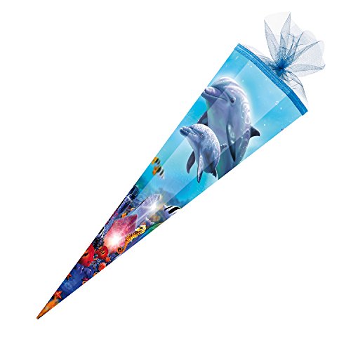 Preisvergleich Produktbild Nestler 6857836 Schultüte Delfinfamilie, 85 cm 6-Eckig