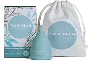 Pure Ella Copa Menstrual - Copa de periodo de silicona suave y reutilizable - 12h de protección - Silicona médica y sin BPA - Higiene íntima sostenible e hipoalérgica - Tallas XS, S, L