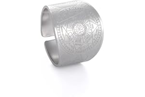 Amaxer Anillo de siete arcángeles para hombre, cubo de Metatron, acero inoxidable, protección de arcángeles tetragrammaton, anillo ajustable para hombres y mujeres