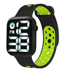 Time Up LED Digital Dial Display Waterproof Smart Design Dual Color Kids Watch for Boys & Girls (Age 5-15 Years)-WRT-X (Black-Green)