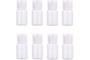 Upstore 24 flaconi vuoti da 5 ml in plastica trasparente, ricaricabili, con tappo a scatto, per shampoo, bagnoschiuma, lozioni, crema, toner, oli essenziali