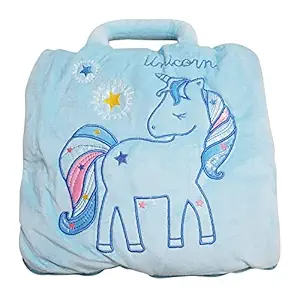 Arvika Sales Stylish 2 in 1 Unicorn Blanket and Pillow for Kids (Blue)