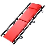 GXFC Chariot de Visite Mécanicien Roulante Pliable pour Automobile, Garagiste, Mécano 150 kg Capacité - 92 x 37 cm Rouge