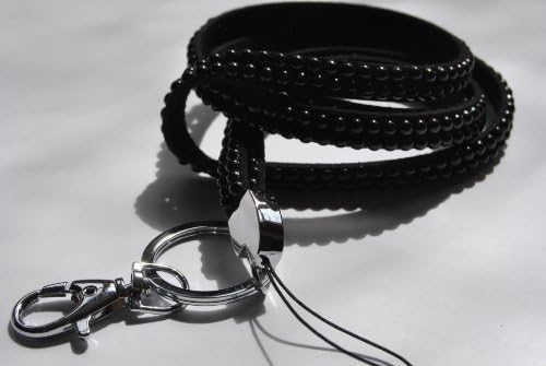 Lanyard Queen Round Pearl Rhinestone Lanyard ID Badge Holders Key Ring