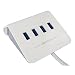 Produktbild I-CHOOSE LIMITED 4 Port USB 3.0 Hub mit Ständer/4 Wege SuperSpeed 5 Gbps Hub mit OTG und Netzteil für Schnelles Laden/Weiß