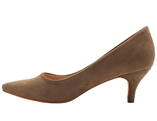 Greatonu Spitz Pumps Nubukleder Kitten Absatz Pointed Toe - 3