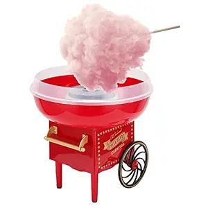 HARIKRUPEX Cotton Candy Machine, Vintage Cart Shape Candy Floss Maker Red 500W High?Efficiency for Christmas for Family Gatherings for Birthdays for Children's Day (Multicolor)