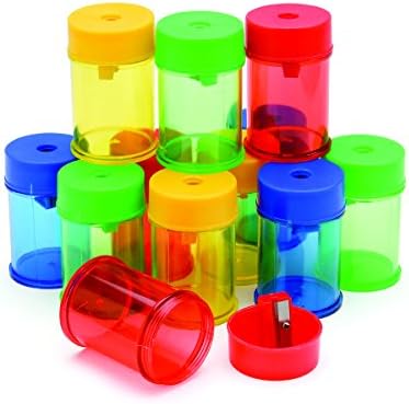 Classmaster Single Hole Canister Pencil Sharpeners 12-Pieces, Multicolor, DPS112