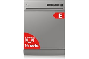 Nilson Lavavajillas 60cm Inox NJ13600EX. 1890W, 14 Cubiertos, 2 Bandejas, 6 Programas, Display LED táctil, Función Stop&Go, Eficiencia Energética Clase E