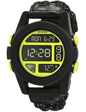 Nixon Unisex-Armbanduhr Unit Black / Reflective Woven Digital Quarz Textil A1971941-00