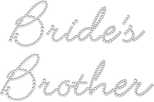 Diamante Diamonte Hotfix Wedding Transfer Rhinestone iron on Motif "Bride's Brother" -...