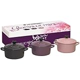 Le Creuset - Set de 3 Mini Cocottes de gres, color Glamour (rosa/morado/violeta)