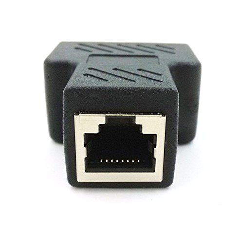 maxhood RJ45 Buchse auf Buchse Netzwerk Anschluss Adapter 1 zu 2 Dual Weiblich Port Cat 5/Cat 6 LAN Ethernet Buchse Stecker Adapter (nur One Port verarbeitungsfähig AT A TIME) – Schwarz - 5