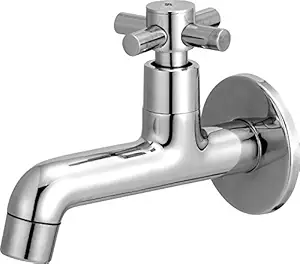 good luck sanitary wares Brass Chroma Finish Long Body Quarter Turn Cock C.P Fittings Tap with water Saving Aerator Foam (Silver)