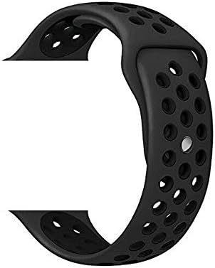 For Apple Watch Sport Band, Soft Silicone Quick Release Replacement Strap for Apple iWatch Series 1 Series 2 ZONEYILA (M/L 42mm, Light Black / Black)