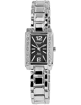 Omax Damen analog Armbanduhr mit Quarzwerk SS1621000314 Metallgehäuse mit Metall Armband in Silberfarbig und Clipverschluss...