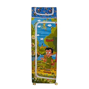 NHR Chota Bheem Multipurpose Premium Plastic Folding Almirah Cloth Organizer Wardrobe with 6 Shelf for Kids (Multicolour)