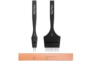 WUTA 2nd Generation Leather Tine Punch Set with Interchangeable Chisel Head & Round Hollow Head DIY Leather Processing Set (3 mm-2+10)