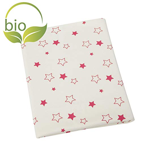 byboom - Bio - Manta, Baby, erstling, verano - Manta de 100% algodón bio con diseño, 70 x 100 cm; fabricado en la ue, color: natural - Estrellas Color Fucsia