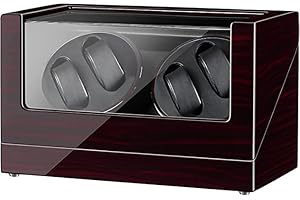 Siremig Remontoir Montre Automatique Boîte, Remontoir de Montres pour 4 Montres, Moteur Silencieux avec 5 Modes de Rotation