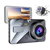 Mmyunx 4'IPS Dual Lens Car Dash Cam FHD 1080P Dashboard Camera 170 Grad Vehicle Driving DVR Recorder G-Sensor Parking Monitor