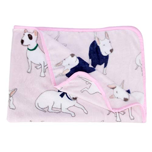 Lubier Soft Flanelle Plush Bull Terrier Couverture Coussin pour Pet Mat Mat Bureau Nap Serviette De Bébé Size 100 * 80CM (Pink)