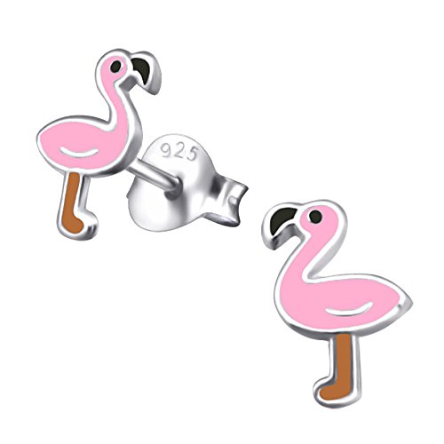 Laimons Mädchen Ohrstecker Flamingo - 925 Sterling Silber Mit Emaille Rosa