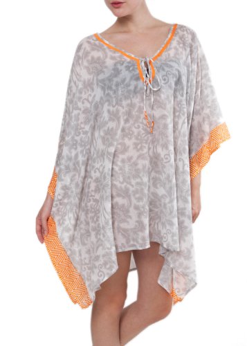 Cotton Beach Kaftan Floral & Zig Zag
