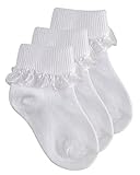 Tick Tock 3 Pack of Baby Girls Cotton Rich Frilly Lace Top Socks White 0-0