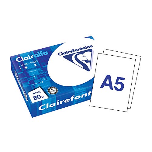 Clairefontaine 1910C - Resma Papel blanco A5 (148×210 mm), 80 g/m², 500 hojas