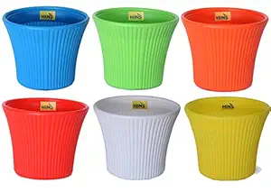 HINS 9 Inch Classic Pot Multicolor Set of 6 For Indoor And Outdoor Gardening(blue, green, orange, red, white, yellow) Gamla For Garden 12 Inch I 12 Inch Pots For Plants I Pots For Plants I Succulent Pot Empty I Plastic Tub For Gardening I Flower Pots For Garden Big Size 12 I Falawar Pot For Garden I Fiber Gamla I Plastic Pot I 12 Inch Pot I Flowwr Pot I Flowee Pots