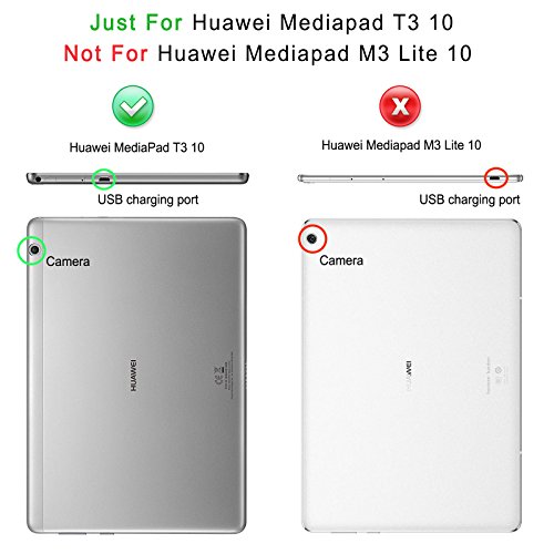 Huawei MediaPad T3 10 Hülle Case, Infiland Slim Fit Folio PU-lederne dünne Kunstleder Schutzhülle Cover Tasche für Huawei MediaPad T3 10 Tablet(Dunkleblau) - 2