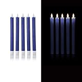 Höhe ca. 24,5 cm x Ø 2,0 cm (Blau) 5er Set LED Stabkerzen mit Fernbedienung, Echtflammen-Optik, 4/8 Stunden Timer, Echtwachs. Flackereffekt und Standlicht. Tafelkerzen Kerzen