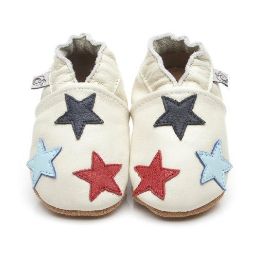 Suaves Zapatos De Cuero Del Bebé Poco Estrellas Crema 18-24 meses