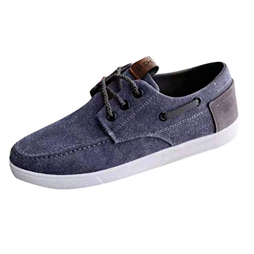 Preisvergleich Produktbild ZHANSANFM Herren Canvas Skateboardschuhe Rutschfeste Atmungsaktiv Freizeitschuhe Schnürschuhe Retro Faule Schuhe Basic Casual Leichte Outdoor Gr.39-4442Blau