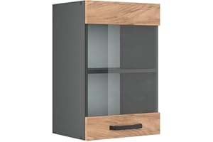 Vicco Armario de Cocina con Vidrio R-Line, Roble Dorado/Antracita, 40 cm