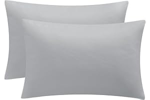 Aisbo Light Grey Pillow Cases 2 Pack - Grey Plain Standard Pillowcases Set of 2, Soft Pair of Microfiber Pillow Cover with Envelope Closure 50x75 cm