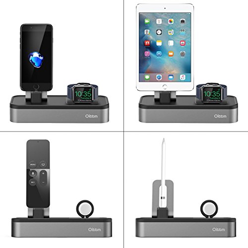 Oittm 5 Puerto USB Soporte Carga para Apple Watch Series 3   Apple Watch Series 1   Apple Watch Series 2   Apple Watch Nike    iPhone 7   iPhone 8   iPhone X   iPhone 8 Plus   iPhone 6 Plus   iPhone 6S Plus   iPhone 7 Plus   iPhone 6S   iPhone 5S   iPhone SE   iPad Mini   iPod   Apple Pencil   Siri Remote  Gris 