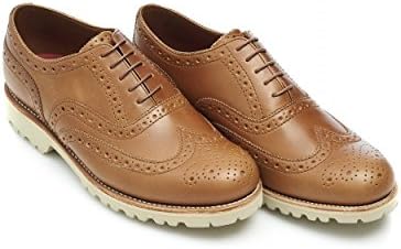 Grenson Shoes Mens Stanley Brogue, Natural Brown Leather Shoe 8.5 NATURAL