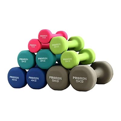 PROIRON Haltères en Néoprène Paire d'haltères de 1kg à 10kg dans Différents Poids (2er-Set) (2 x 1KG+2 x 2KG+2 x 3KG)