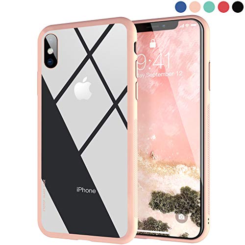 Ztotop Hülle für iPhone XS/iPhone X, Hardcase Transparente 9H gehärtete Rückseiter Kratzfeste stoßfeste Schutzhülle Cover mit Ultra-dünnen Weichen Silikon-Stoßfänger - Rosa Rahmen Ztotop Hülle für iPhone XS/iPhone X, Hardcase Transparente 9H gehärtete Rückseiter Kratzfeste stoßfeste Schutzhülle Cover mit Ultra-dünnen Weichen Silikon-Stoßfänger - Rosa Rahmen