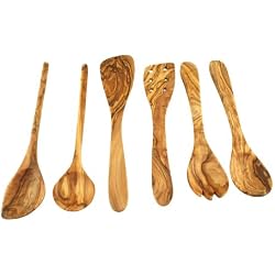 D.O.M. Set de cuisine de 6 pièces en bois d'olivier.